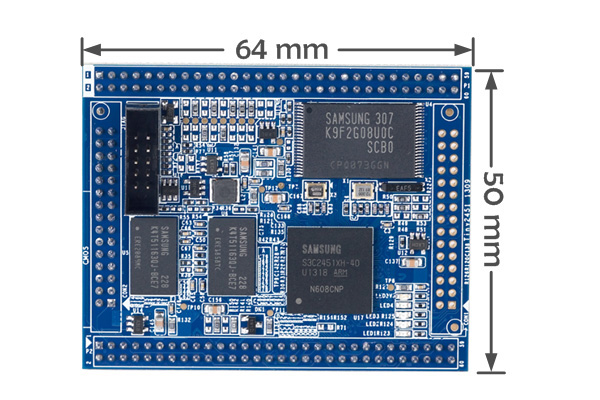 【产品简介】 Tiny2451是一款基于三星ARM9 S3C2451主处理器的高性能低功耗嵌入式核心板,由广州友善之臂设计、生产和发行销售。S3C2451基于ARM926EJ架构核设计,运行最高主频可达533Mhz,相较S3C2440而言,它可支持SD启动,miniUSB 2.0,并可支持使用DDR2内存,具有更多的IO口等优良特性。 Tiny2451核心板采用了常见的2.